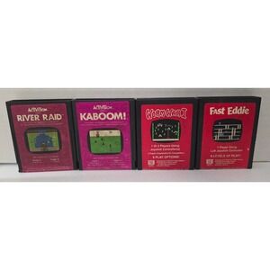 Atari 2600 Game Cartridge Lot River Raid Kaboom Worm War Fast Eddie